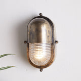 Denaya Ribbed Glass Outdoor Wall Light - Antique Brass