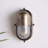 Denaya Ribbed Glass Outdoor Wall Light - Antique Brass