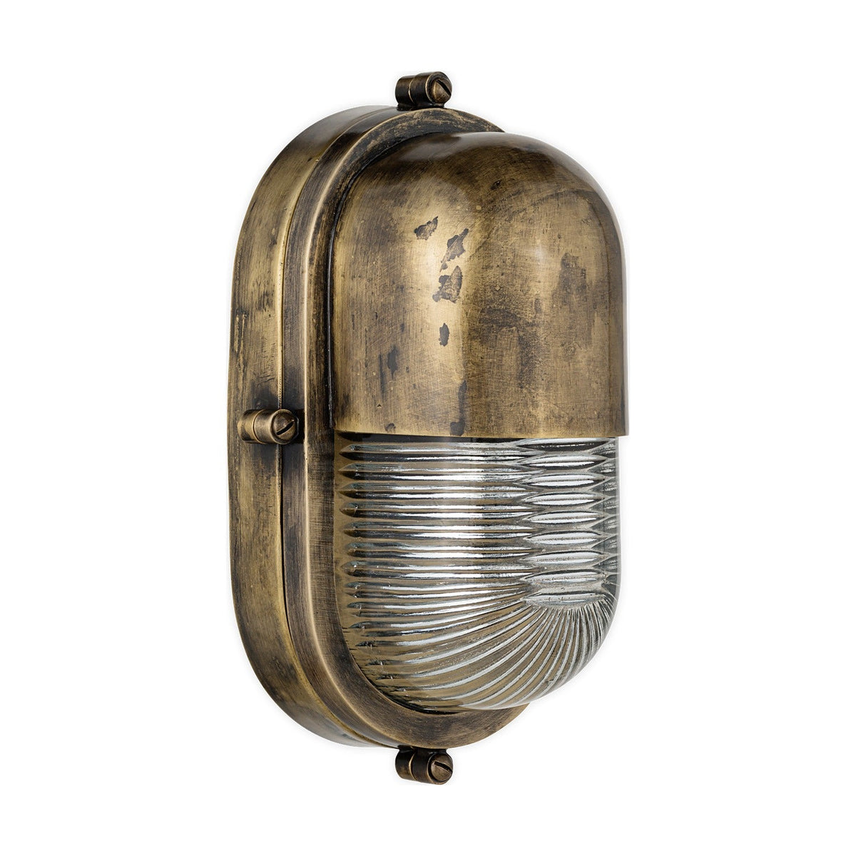 Denaya Ribbed Glass Outdoor Wall Light - Antique Brass
