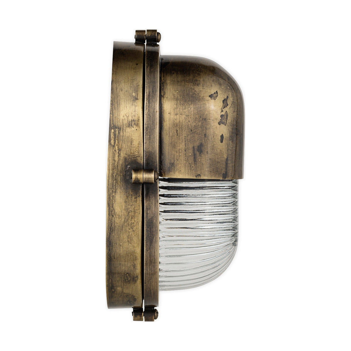 Denaya Ribbed Glass Outdoor Wall Light - Antique Brass