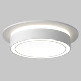 Side view of Orlo Fixed Round Recessed Downlight in White, showcasing its compact and recessed installation.