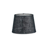 Dia Large Jute Lampshade in ink, a tapered drum shade in coarse dark blue-black weave with pale lining, shown on a plain white background.