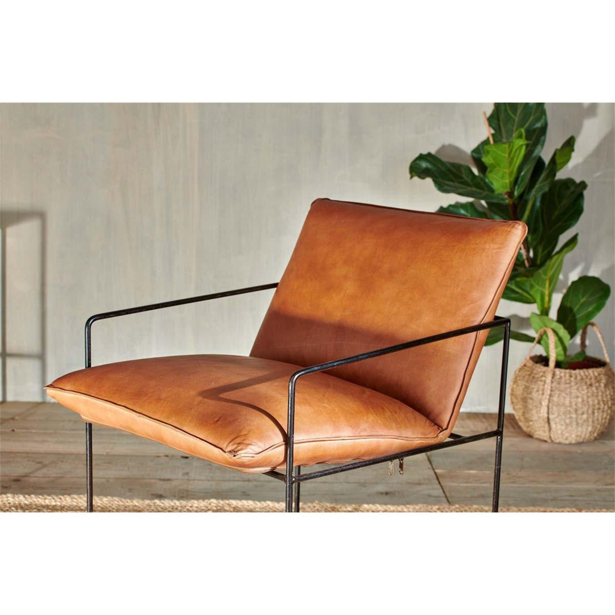 Durium Leather Armchair - Aged Tan & Black