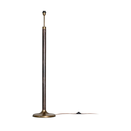 Digha Wood & Metal Floor Lamp Base - Dark Stain & Antique Brass