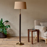 Digha Wood & Metal Floor Lamp Base - Dark Stain & Antique Brass, styled