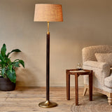 Digha Wood & Metal Floor Lamp Base - Dark Stain & Antique Brass, styled view 2