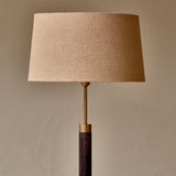 Digha Wood & Metal Floor Lamp Base - Dark Stain & Antique Brass, styled view 3