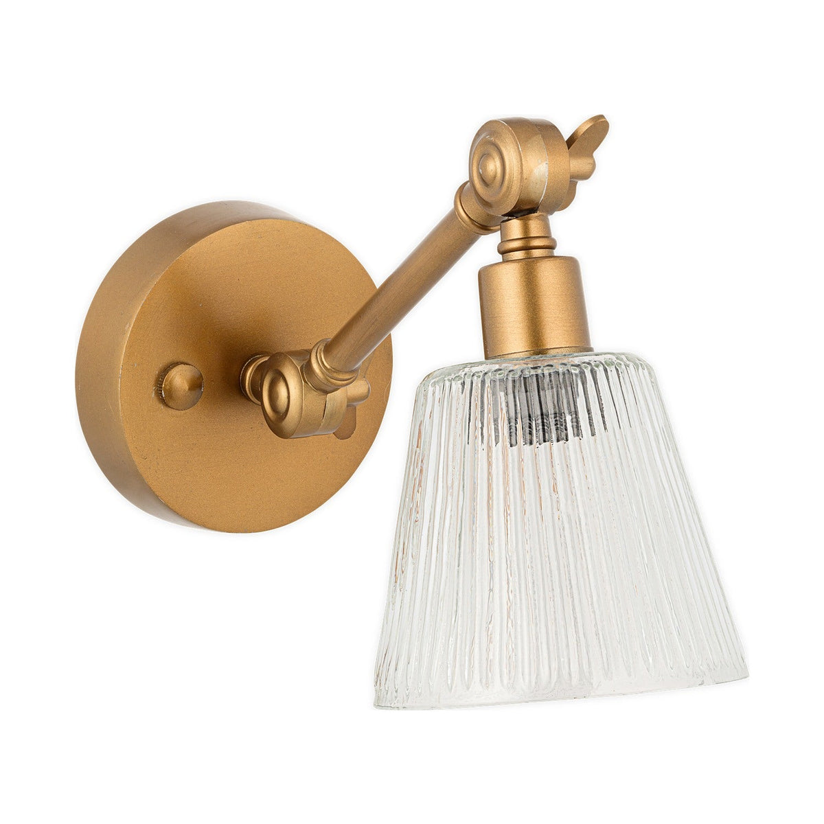 Davika Ribbed Glass Wall Light - Clear & Antique Brass