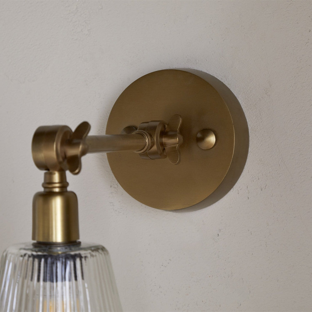 Davika Ribbed Glass Wall Light - Clear & Antique Brass