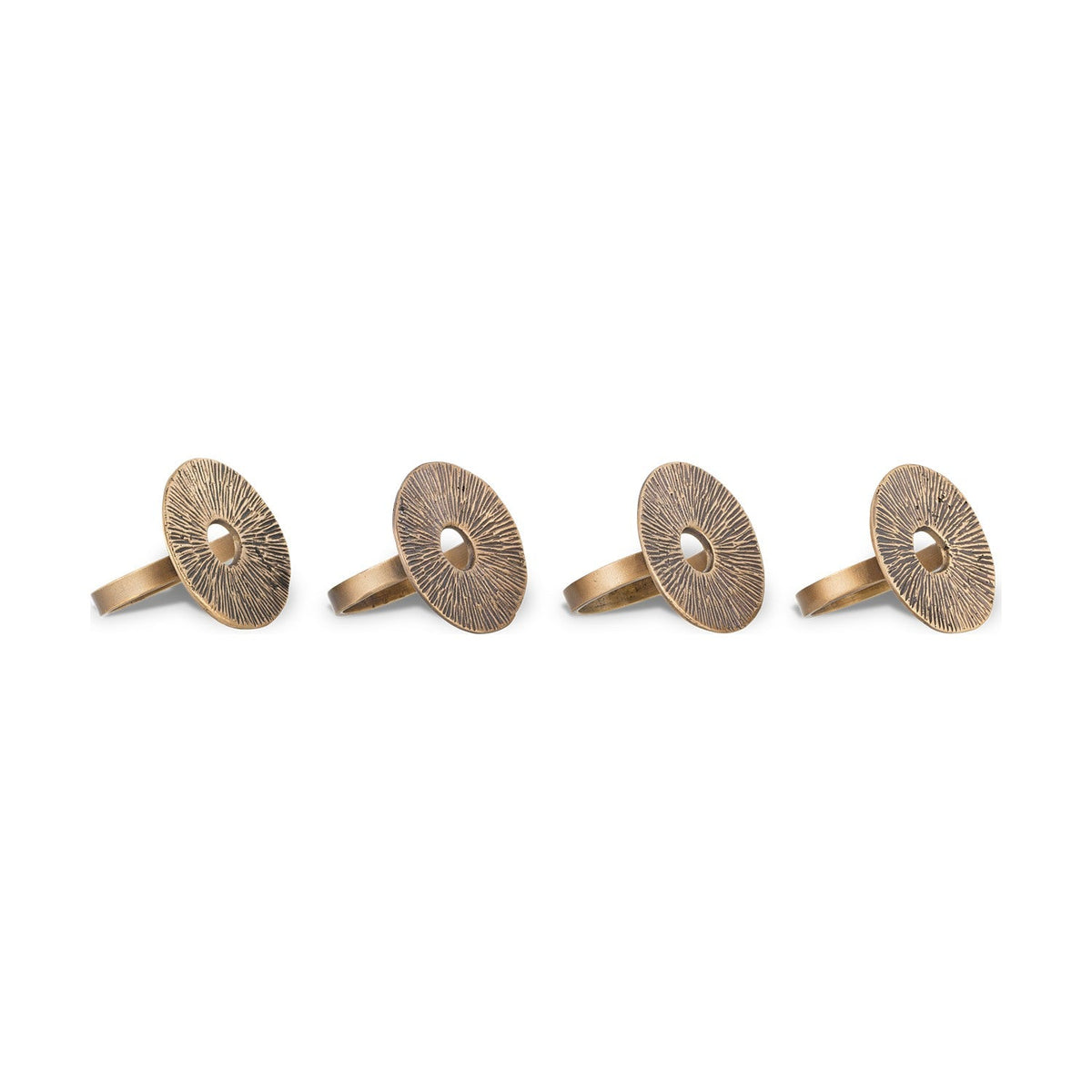 Dankuni Etched Napkin Rings - Antique Brass - Set of 4