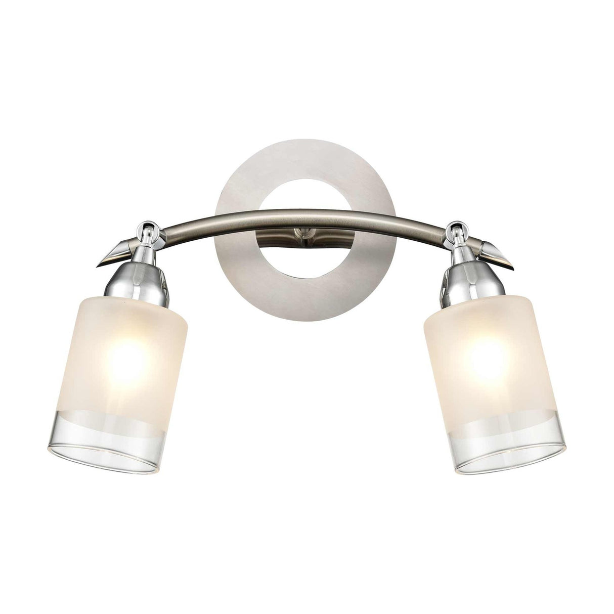 Campani 2 light wall light in chrome and satin nickel finish