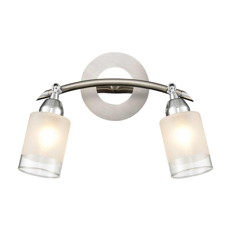 Campani 2 light wall light in chrome and satin nickel finish