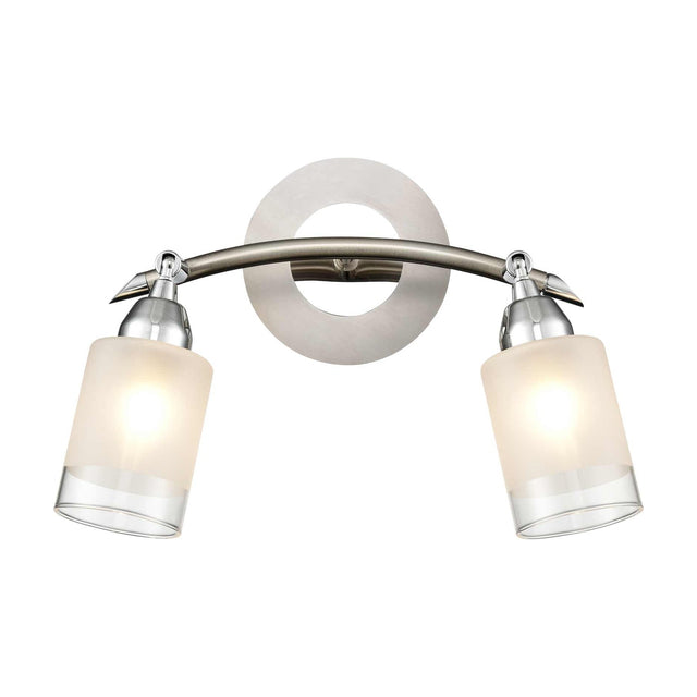 Campani 2 light wall light in chrome and satin nickel finish