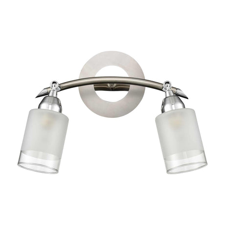 Campani 2 light wall light in chrome and satin nickel finish, unlit