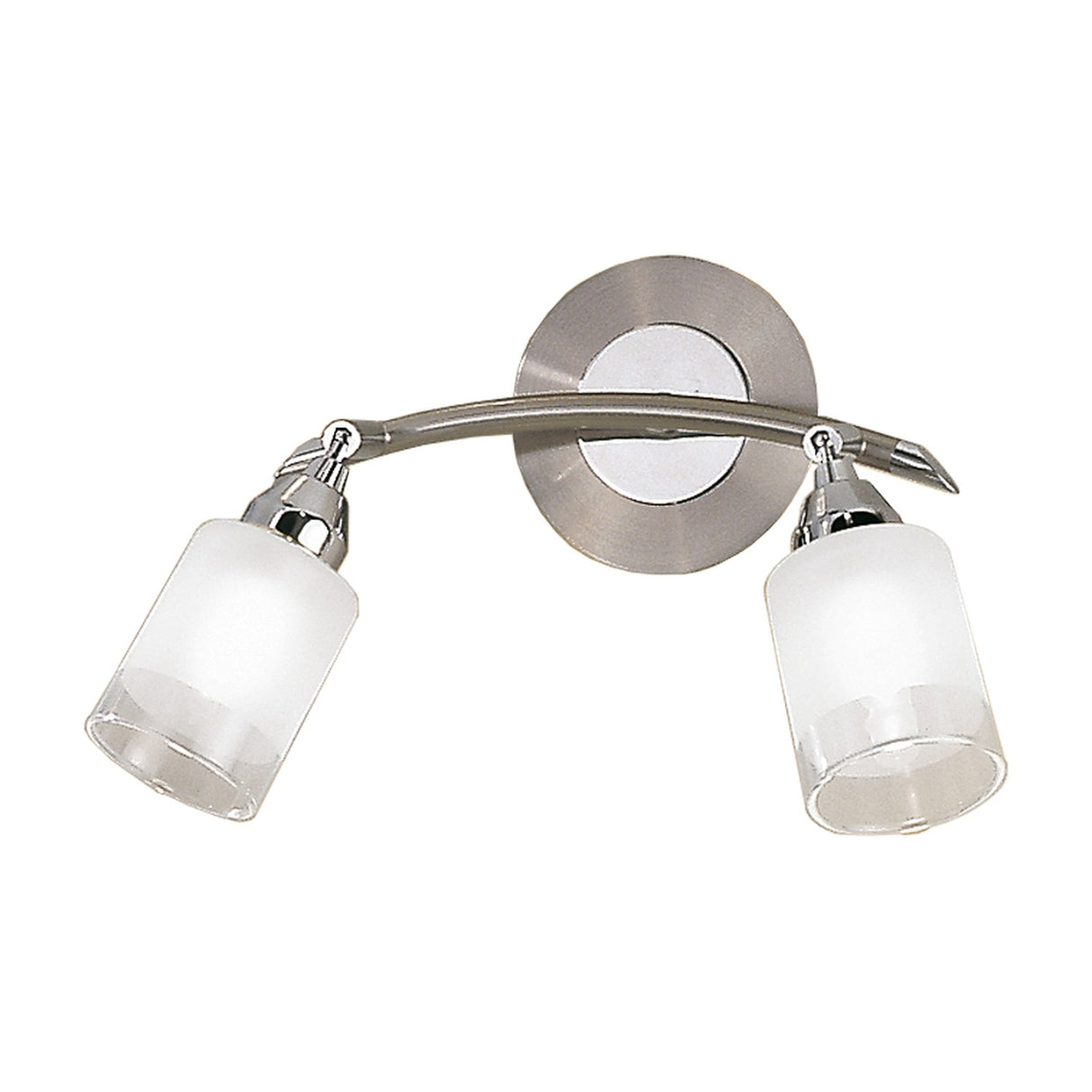 Campani 2 light wall light in chrome and satin nickel finish, alternative view