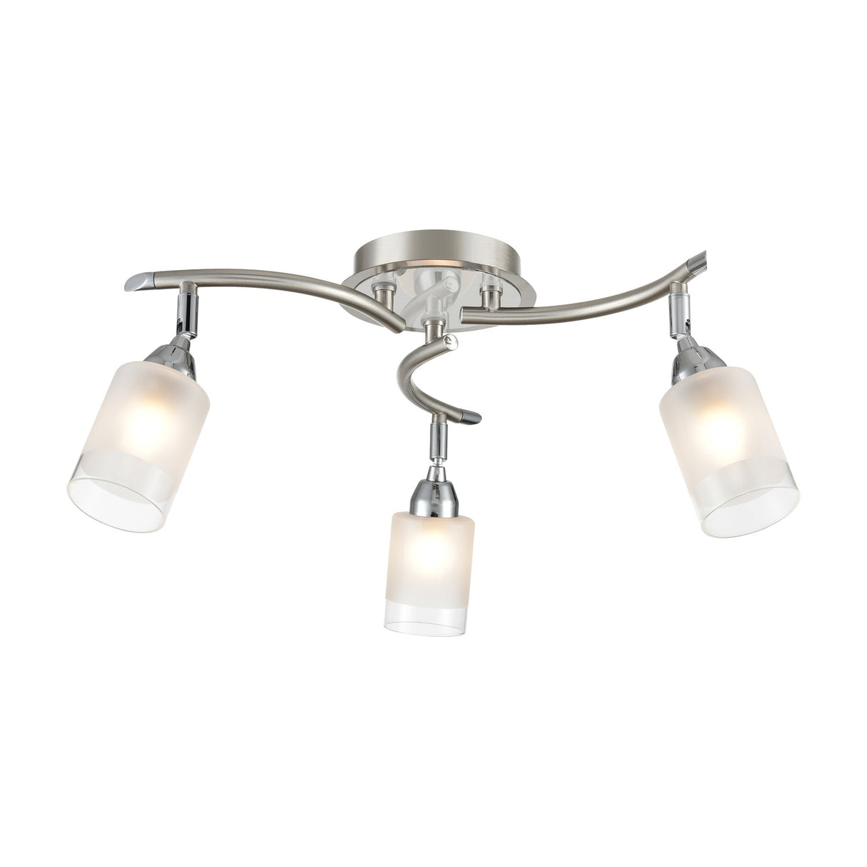 Campani 3 light ceiling light in chrome and satin nickel finish