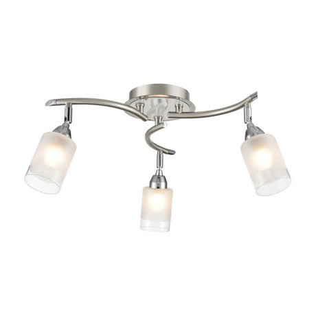 Campani 3 light ceiling light in chrome and satin nickel finish