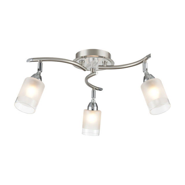 Campani 3 light ceiling light in chrome and satin nickel finish