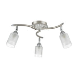 Campani 3 light ceiling light in chrome and satin nickel finish, unlit
