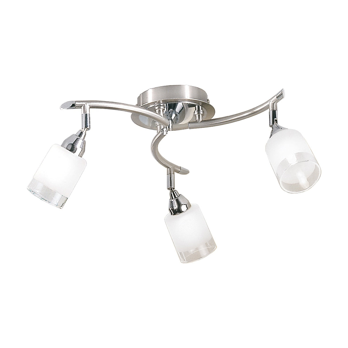 Campani 3 light ceiling light in chrome and satin nickel finish, alternative view
