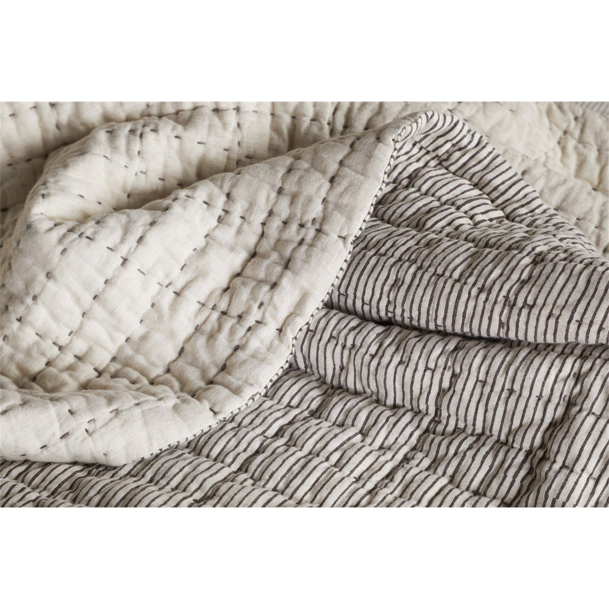 Dipti 220 x 140cm Cotton Quilted Bedspread - Charcoal