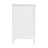 Side view of the Dreamer Changing Table in white MDF with a raised top edge and panelled side, shown against a plain white background.