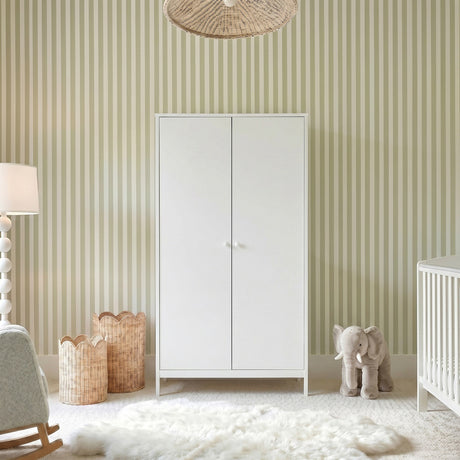 Dreamer 2 Door Kids Wardrobe with Double Hanging Rail - White