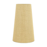 Dia Medium Jute Tall Lampshade in natural straw-coloured jute, a tall cone shape tapering from a narrow top to a wide base, shown on a plain white background.