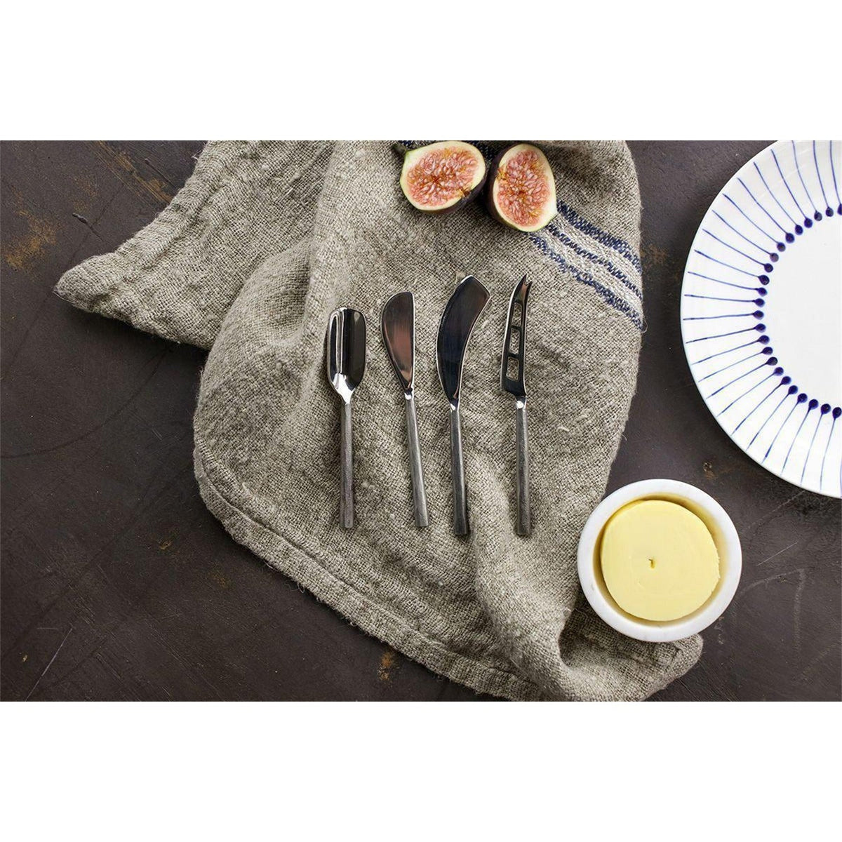 Darsa Cheese Knife Set - Brushed Silver - Set of 4