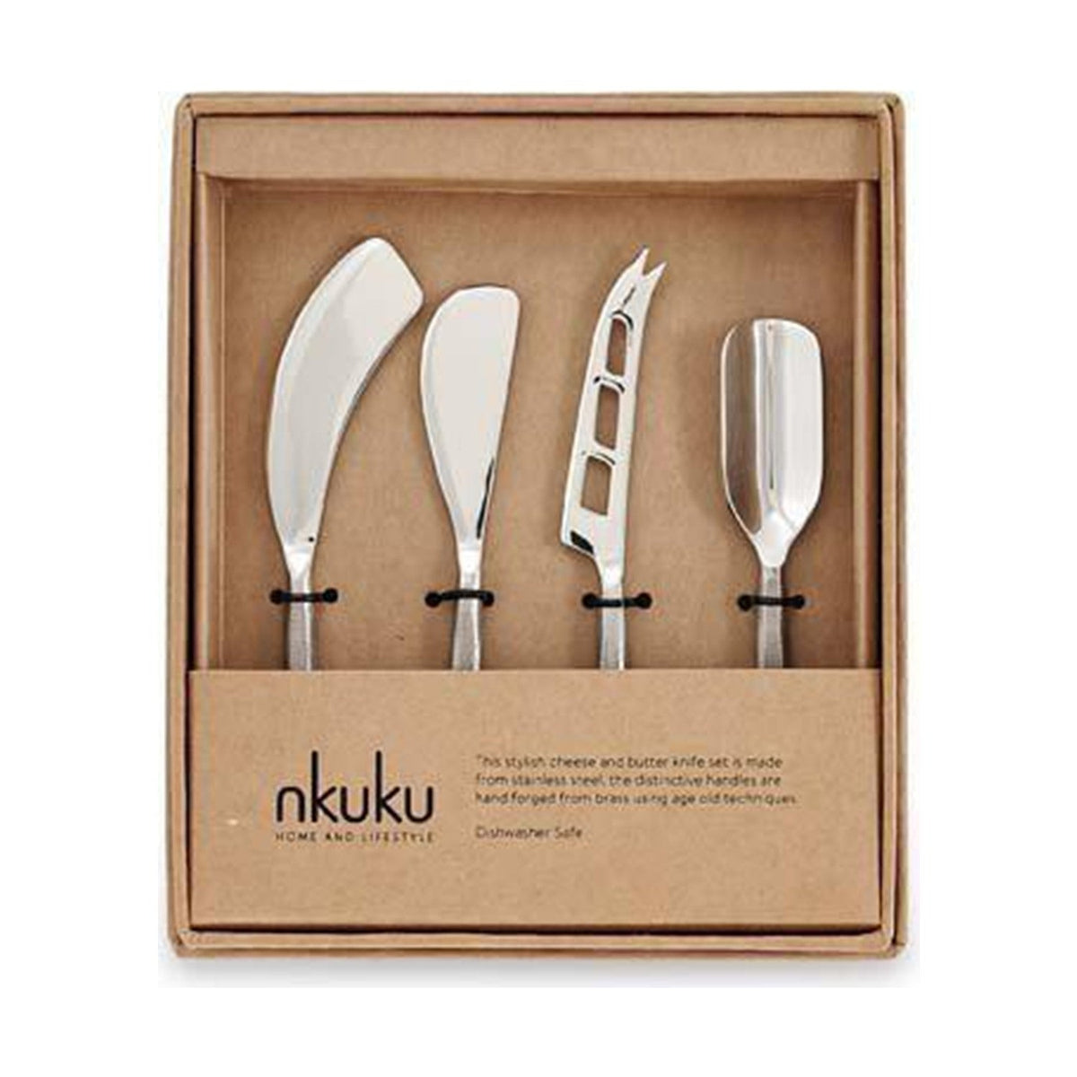 Darsa Cheese Knife Set - Brushed Silver - Set of 4