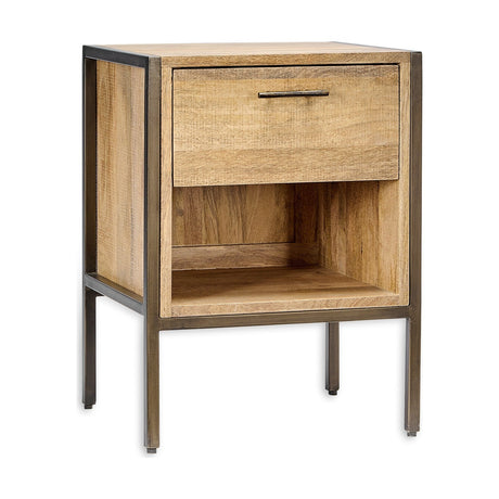 Dasai Mango Wood & Iron Bedside Table - Natural