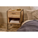 Dasai Mango Wood & Iron Bedside Table - Natural