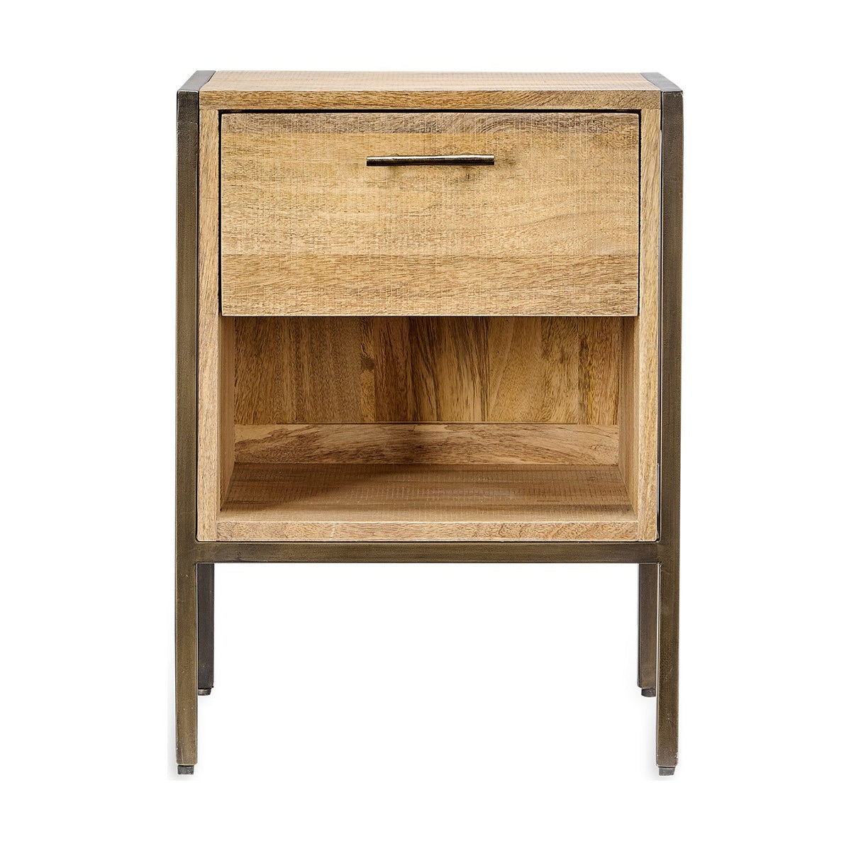 Dasai Mango Wood & Iron Bedside Table - Natural