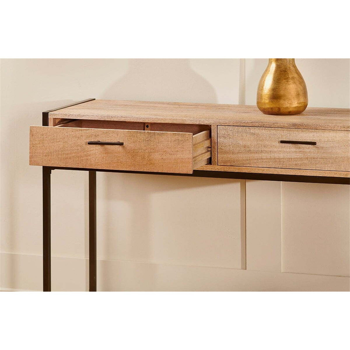Dasai Mango Wood & Iron Console Table - Natural
