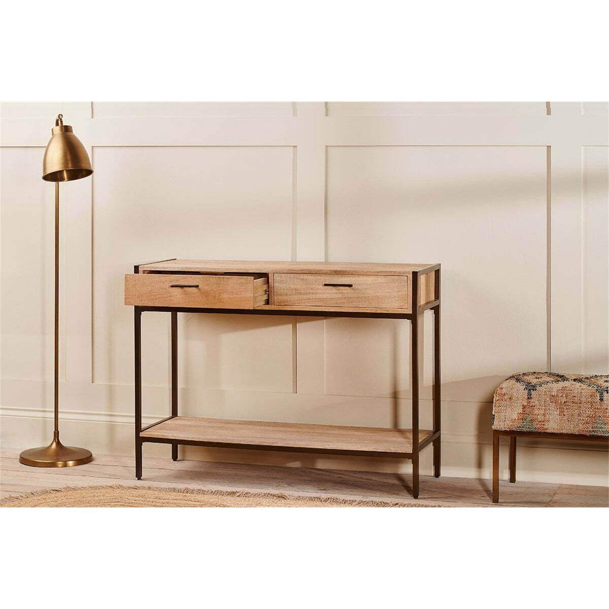 Dasai Mango Wood & Iron Console Table - Natural