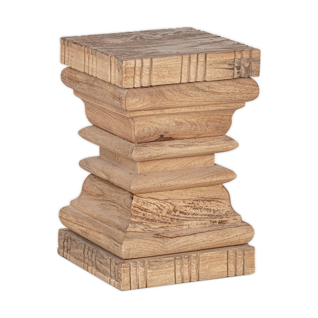 Disha Carved Mango Wood Side Table - Natural