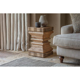 Disha Carved Mango Wood Side Table - Natural