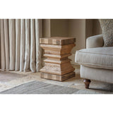 Disha Carved Mango Wood Side Table - Natural