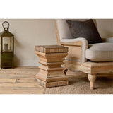 Disha Carved Mango Wood Side Table - Natural