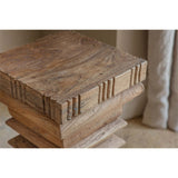 Disha Carved Mango Wood Side Table - Natural