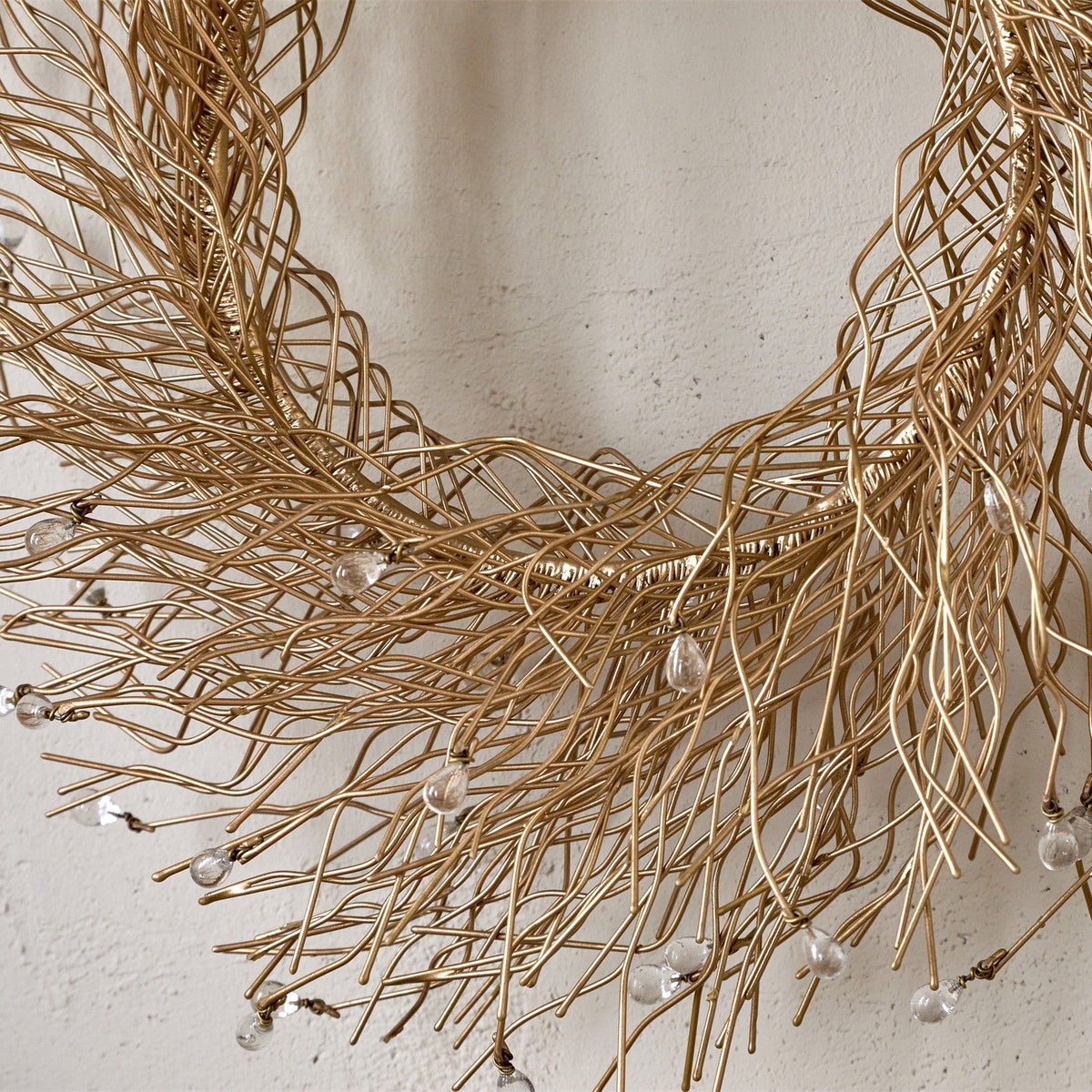 Danvi Christmas Glass Drop Wreath - Brass & Clear