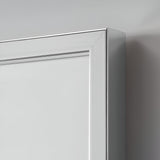 Close-up of the corner of a silver frame with a minimalist design against a light gray background. The smooth, sleek lines and metallic finish give it a contemporary look, echoing the industrial-style elegance of the Dalston Rectangle Wall Mirror.
