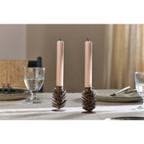 Elagalu Pine Cone Candle Stick - Rust - Set of 2 in a dining room, view 2
