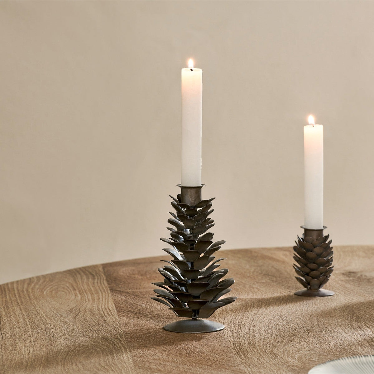 Elagalu Pine Cone Christmas Candle Holder - Rust