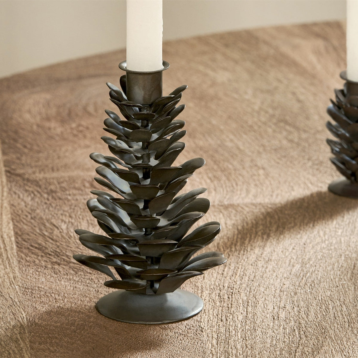 Elagalu Pine Cone Christmas Candle Holder - Rust