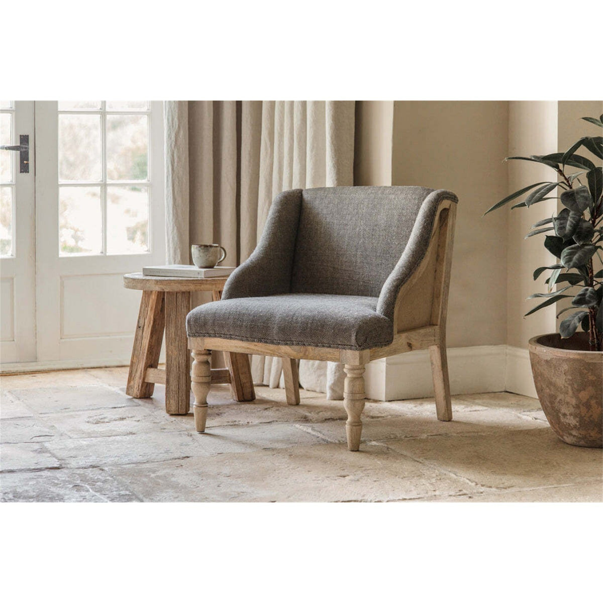 Elbu Deconstructed Jacquard Weave Armchair - Charcoal
