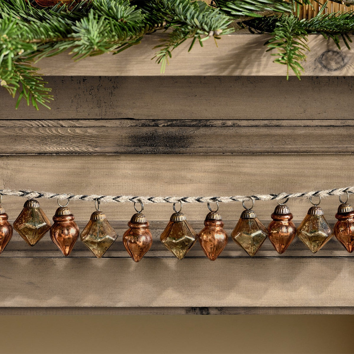 Ekiti 130cm Bauble Garland - Antique Gold & Rust