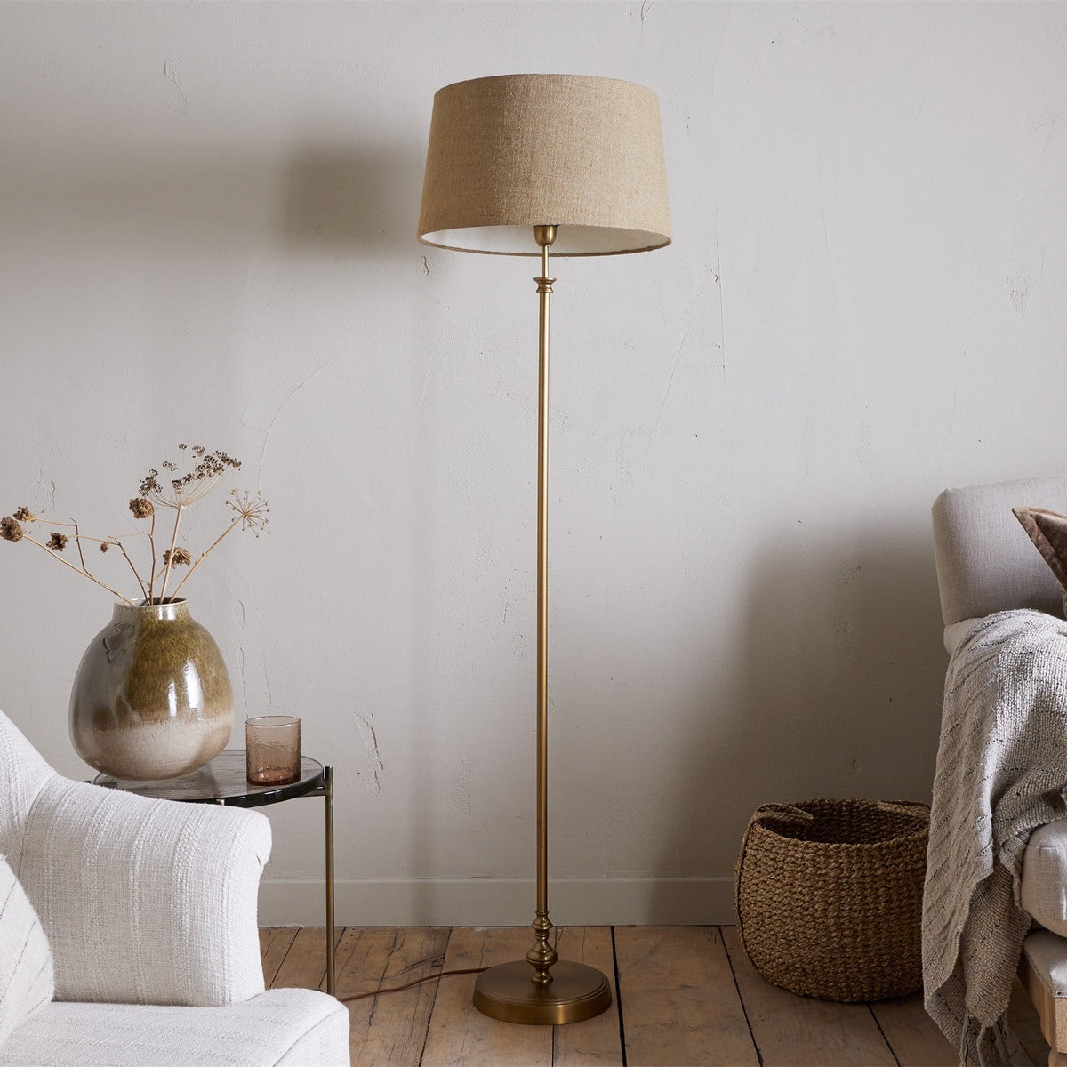 Ehadi Antique Floor Lamp Base - Antique Brass