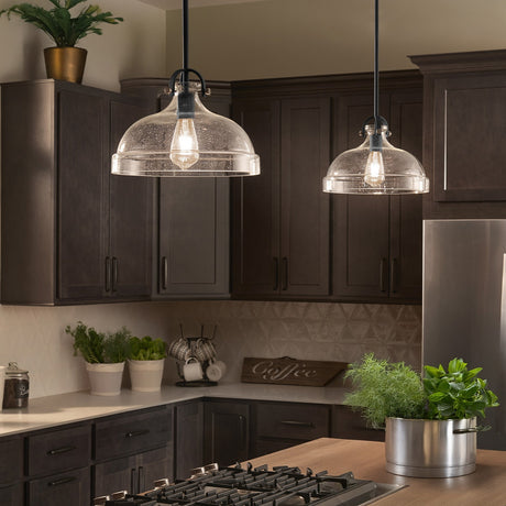 Hampton 1 Light Glass Pendant Light - Graphite