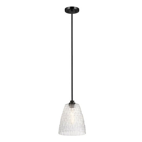 Windsor 1 Light Pendant Light - Black with Clear Faceted Glass